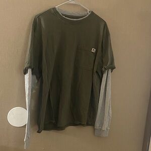 Men's Olive Layered Long Sleeve Shirt